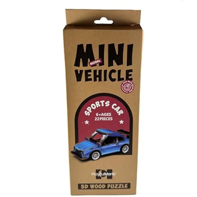 3D WOODEN SPORTS CAR PUZZLE  DIY MINI VEHICLE MODEL KIT WITH PULL-BACK ACTION | 22-PIECE BUILD & PLAY TOY FOR KIDS & ADULTS | STEM LEARNING, ECO-FRIENDLY WOOD | NO TOOLS NEEDED | AGE 6+ - Image 3